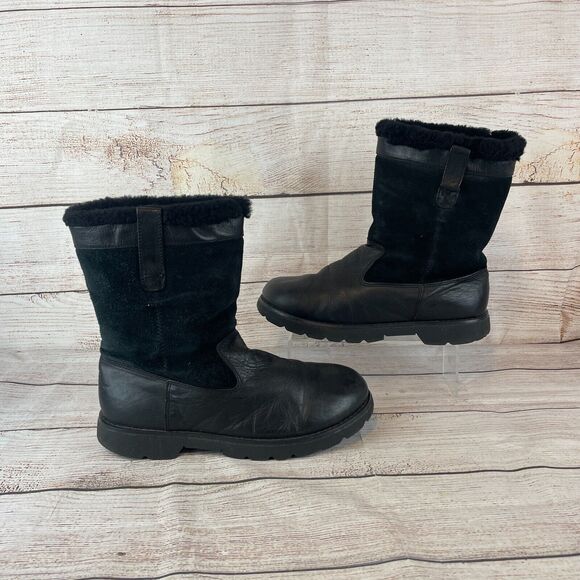 Zodiac Mens Osseo Winter Boots Sz 10 Faux Shearling Lined Black Faux - Picture 1 of 9